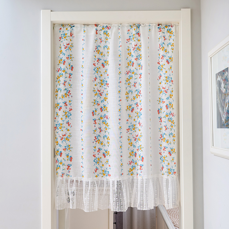 田园碎花门帘半帘免打孔遮挡帘