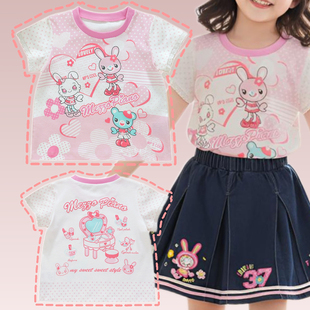 夏季女宝短袖 钢琴家好朋友卡通印花甜美风大码女儿服女童T恤衫