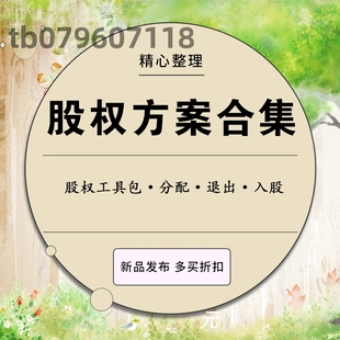 股权设计分配方案工具包/激励与合伙制人制度/退出入股分红对赌