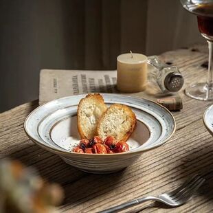 好物分享}格雷草帽碗复古陶瓷菜碗沙拉碗汤面碗日式好看的碗微瑕