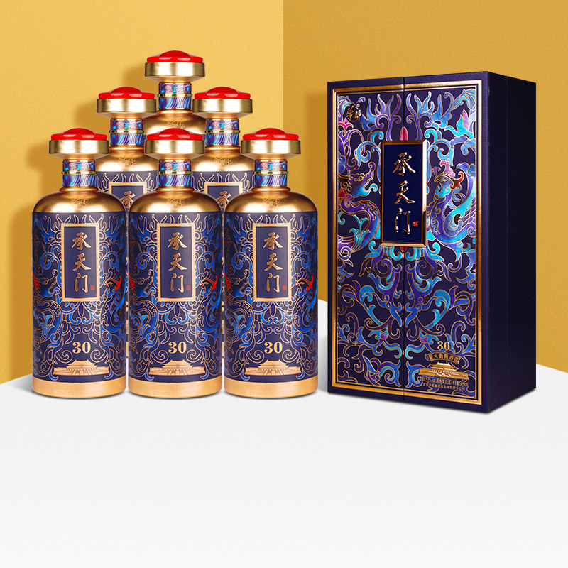 北京华都承天门30大曲坤沙53度纯粮食酱香白酒6瓶单瓶500ml礼盒装