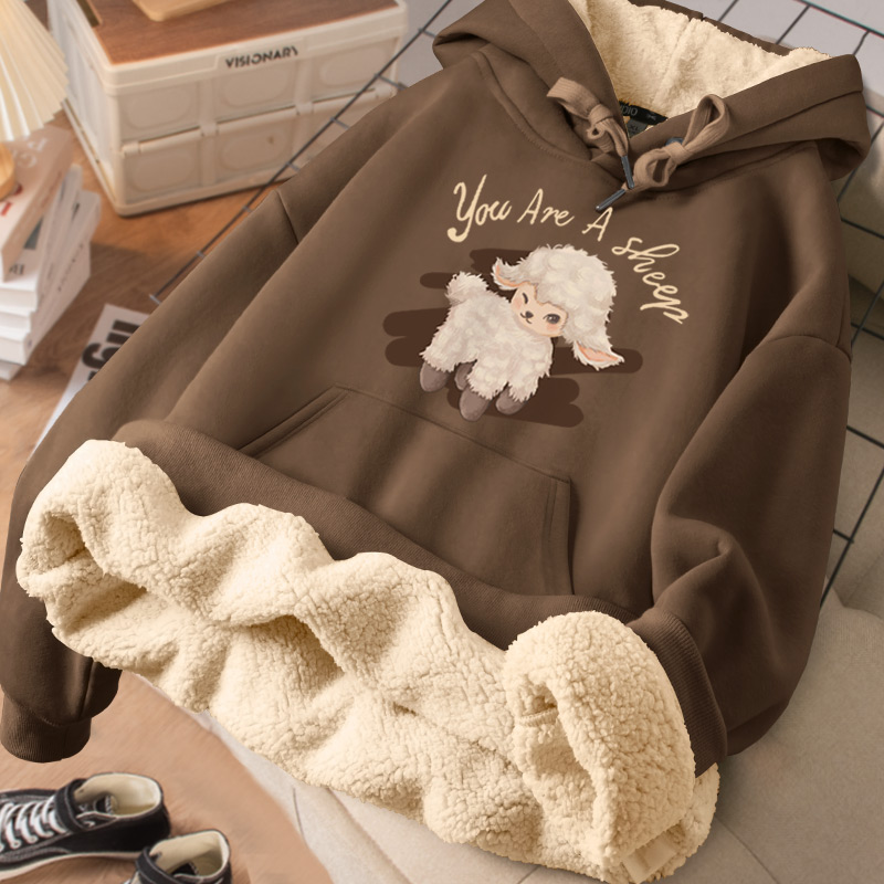 超厚卫衣女秋冬连帽2025新款爆款冬季羊羔绒女士上衣加绒加厚冬款