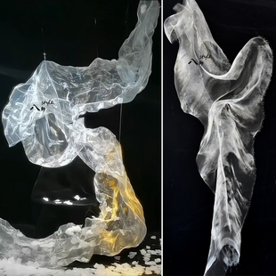 银灰可塑性钢丝网金属云雾网造型硬纱布料婚庆材料背景设计师面料