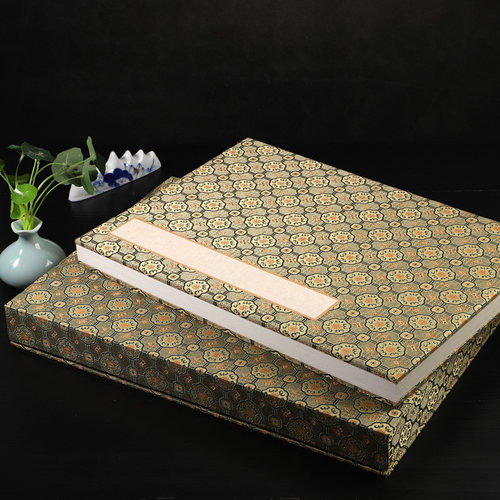 泾县宣纸册页本空白书法纸生宣锦缎礼盒空白精品半熟加厚册页安徽泾县复古高档国展文房四宝宣折页书法专用纸