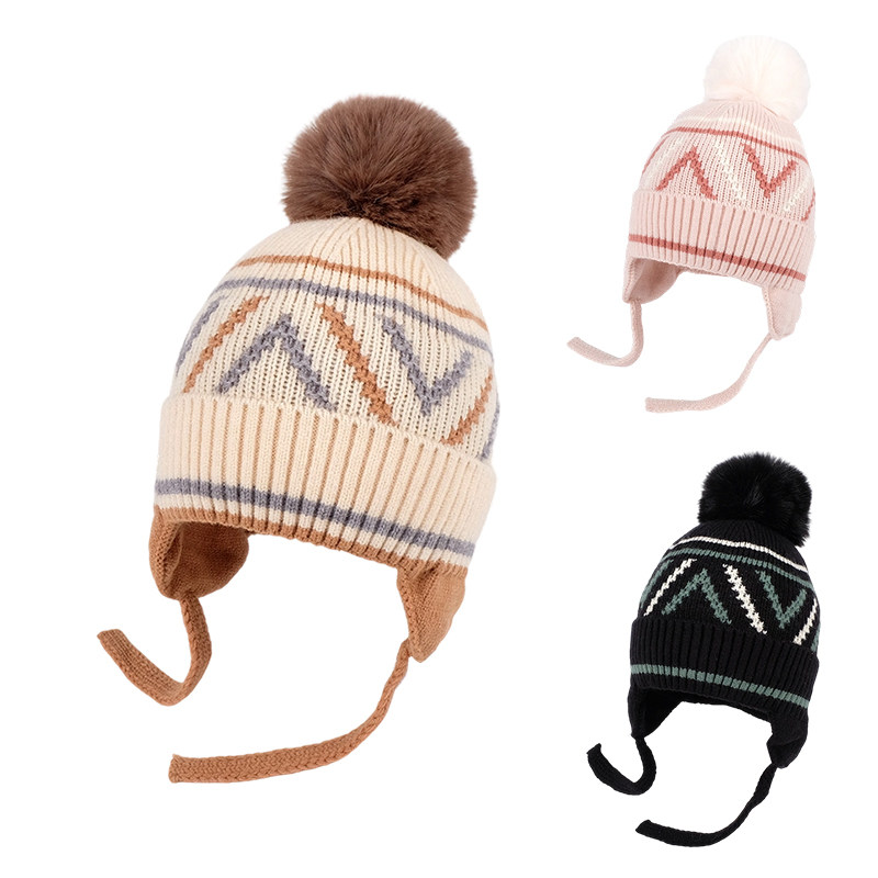 冬季款休闲儿童帽子针织套头帽中大童护耳帽男女宝宝毛线帽保暖帽