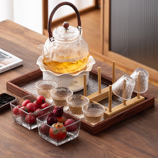 水果茶壶下午茶蜡烛加热花草果茶玻璃杯子茶具 轻奢花茶壶水壶套装