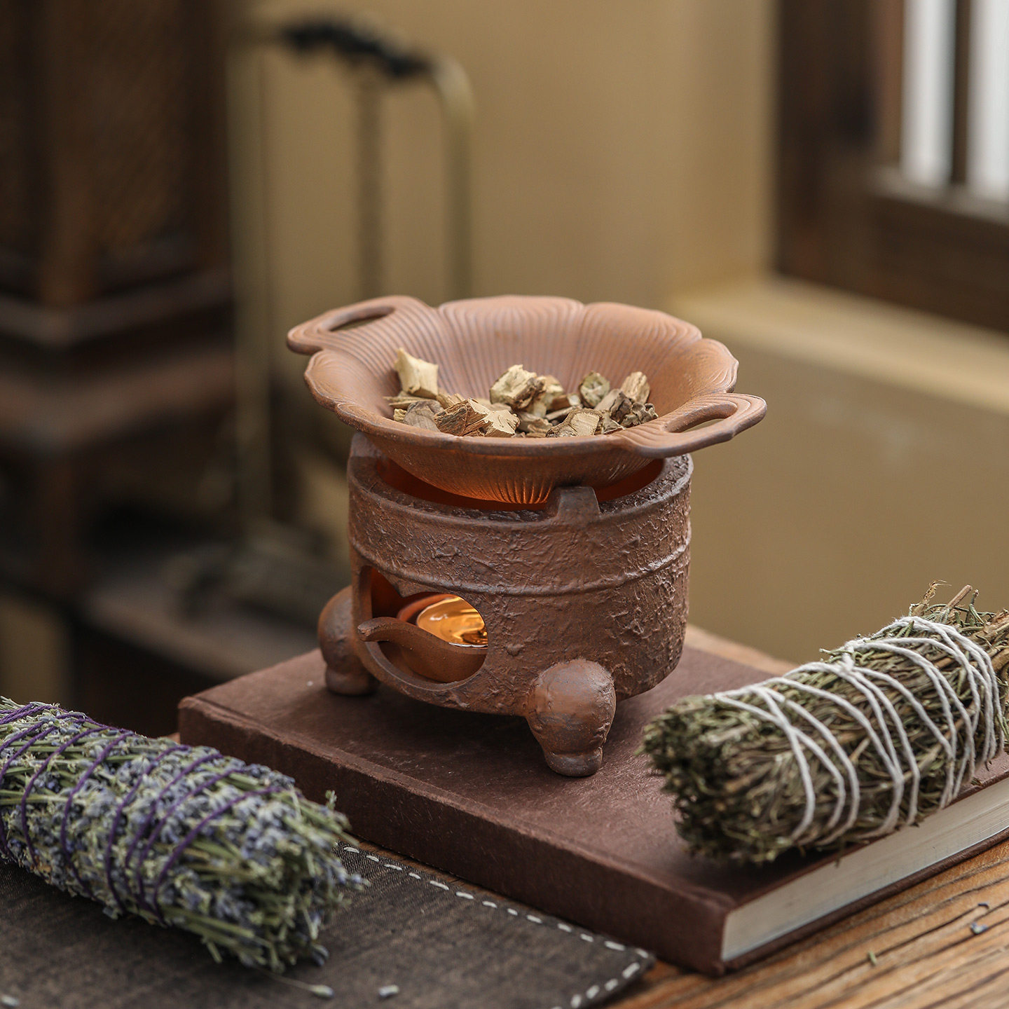 复古陶瓷香薰炉创意植物雪松蜡烛加热式香氛炉家用装饰香炉温茶炉,家居饰品,香薰炉,淘宝优惠券,粉丝福利购,淘宝优惠卷