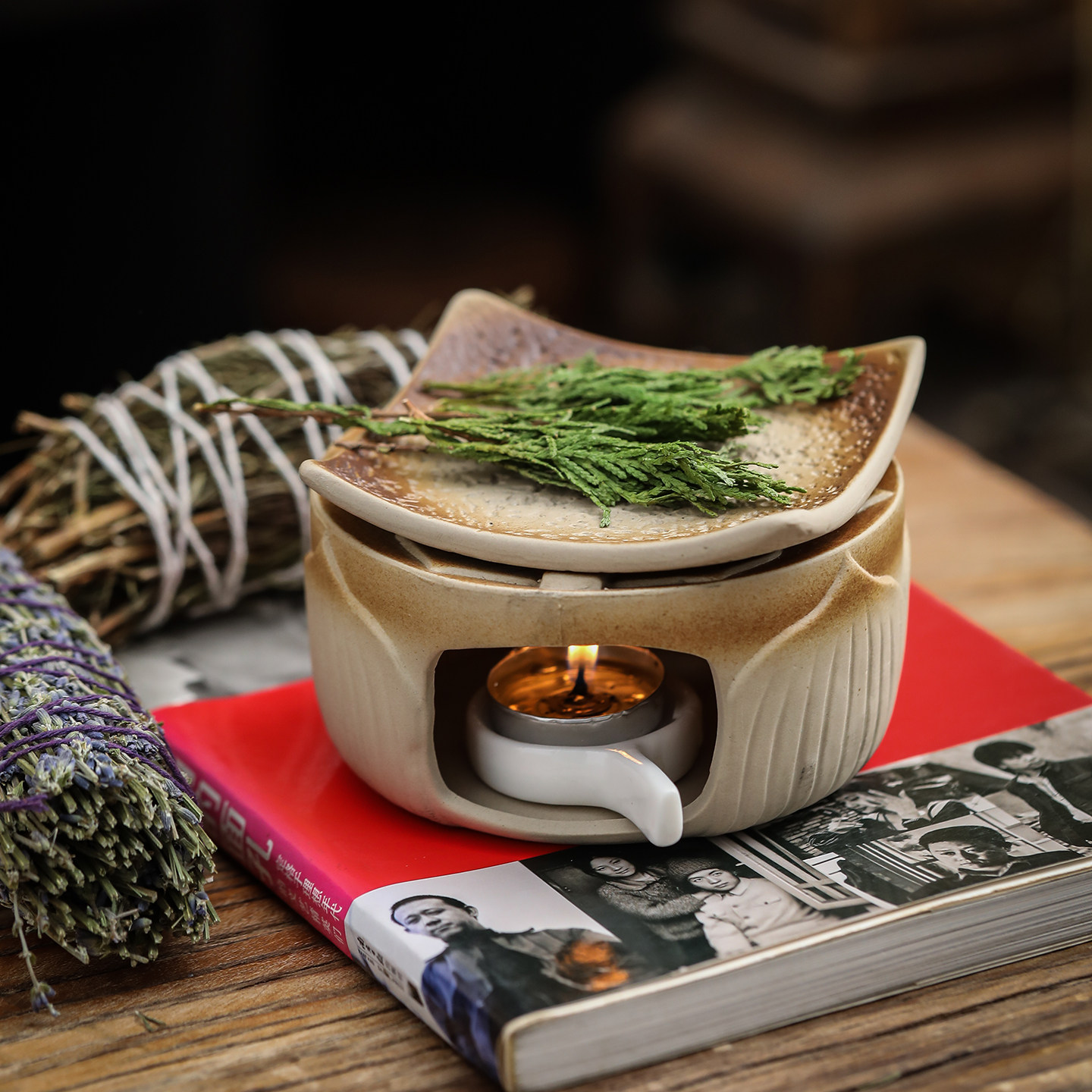 茶室手作日式烘烤炉陶瓷熏香植物雪松香薰炉蜡烛加热烤茶炉桌面摆,家居饰品,香薰炉,淘宝优惠券,粉丝福利购,淘宝优惠卷