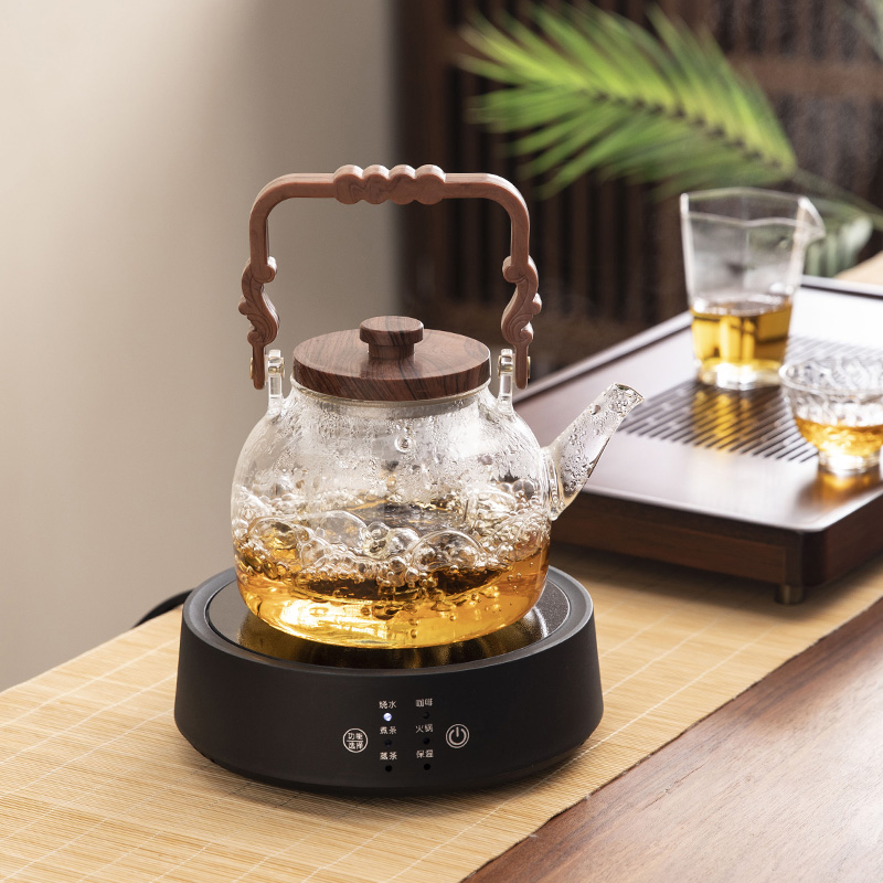 电陶炉围炉煮茶壶玻璃烧水壶电热花茶炉小型泡茶煮茶器套装煮茶炉