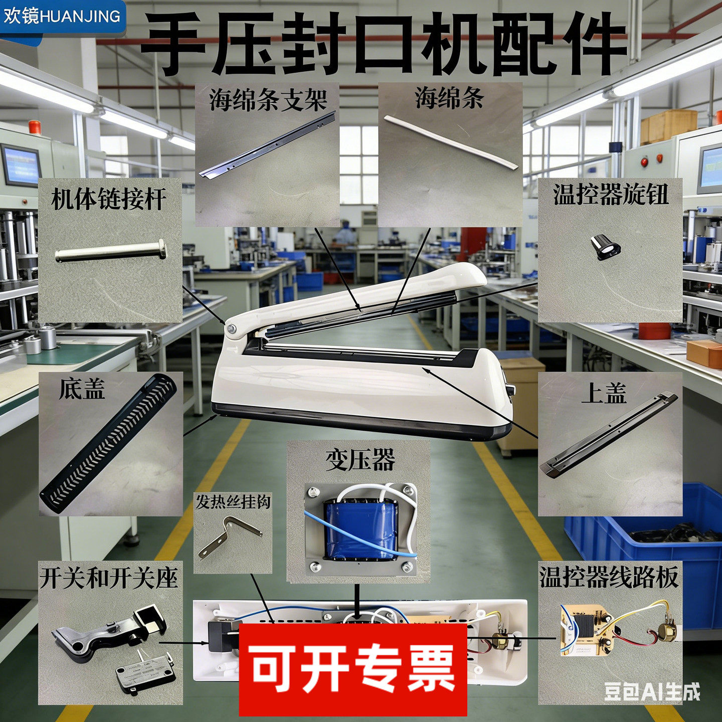 手压封口机配件海绵条电钩底盖图片