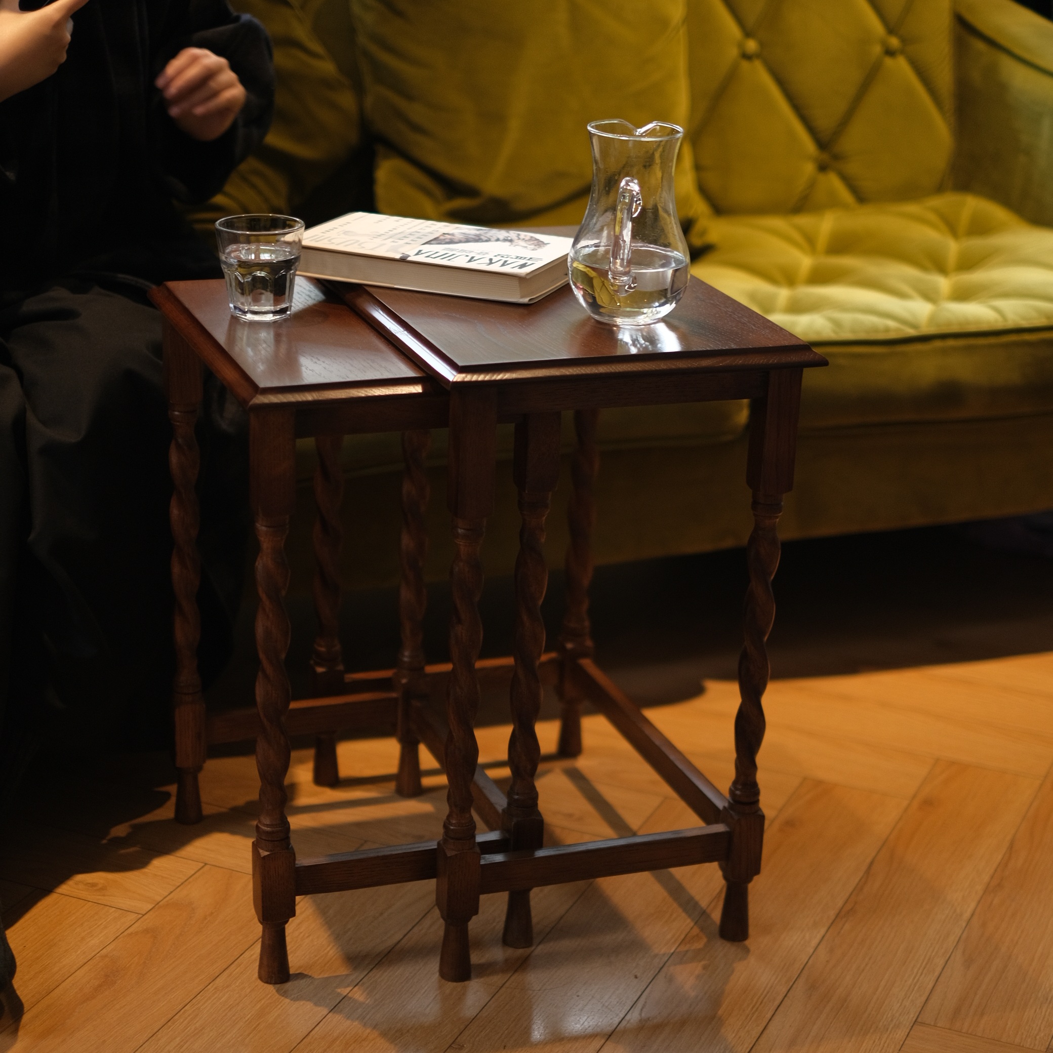 闻森美式复古折叠实木质收纳角几