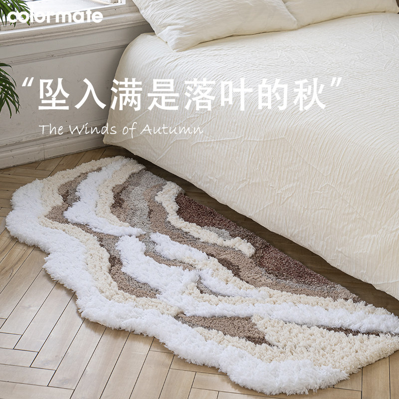 卧室房间秋冬天床边毯客厅沙发地毯茶几毯耐脏轻奢高级ins风地毯