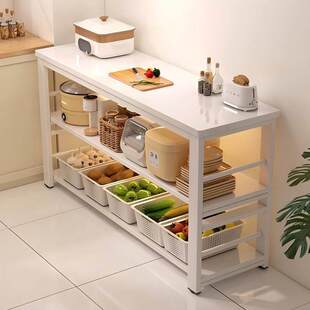 厨房置物架切菜桌多功能备餐操作台落地家用双层微波炉收纳餐边柜