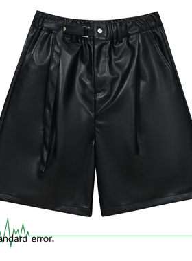 简约现代风宽松皮裤男女浅灰色休闲时尚都市百搭潮流夏季青年-234