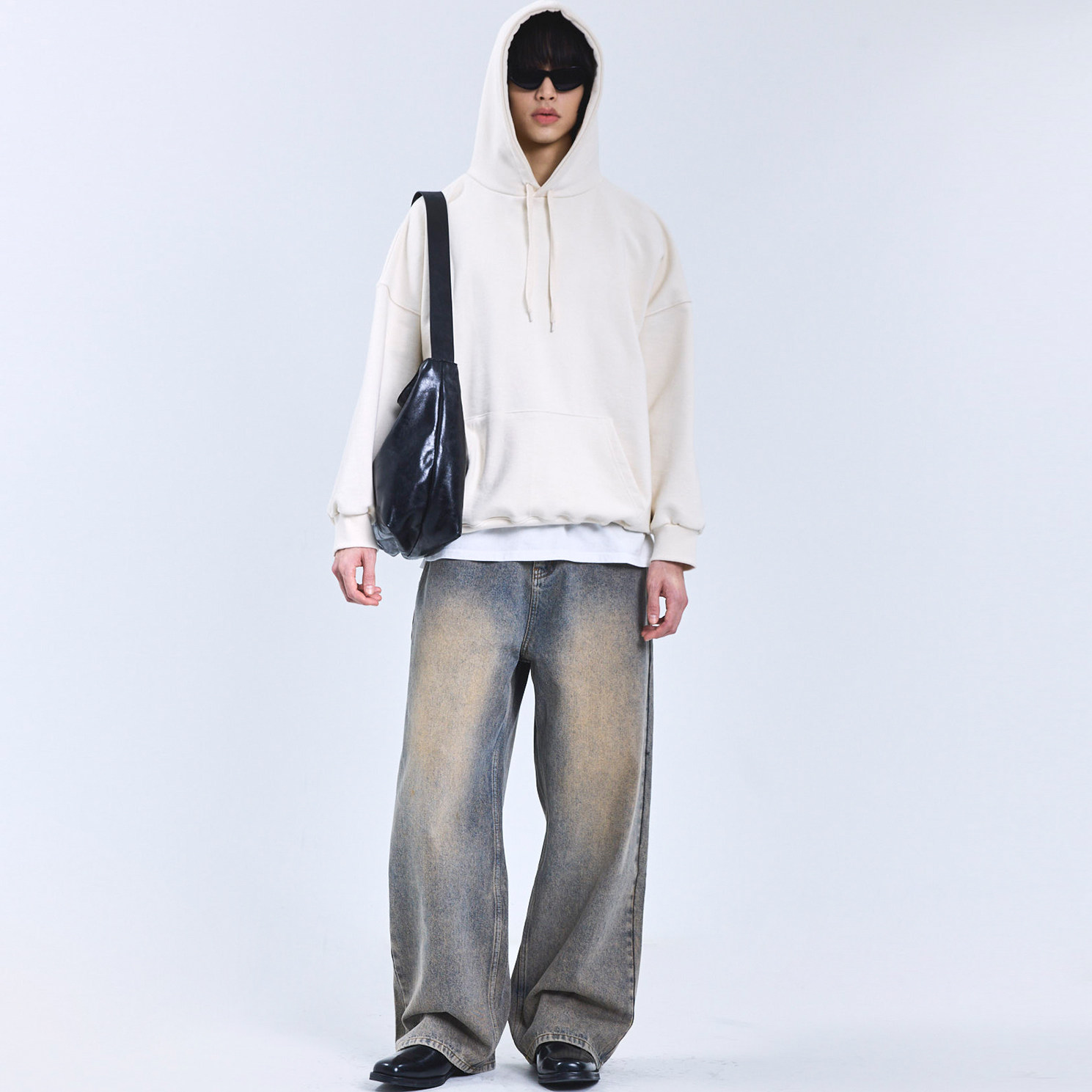 美式韩式复古风直筒裤牛仔裤男女通用宽松水洗长裤休闲直筒裤-188