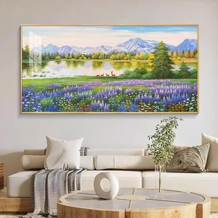轻奢高级感花卉客厅装饰画沙发背景墙挂画大芬村山水风景油画壁画