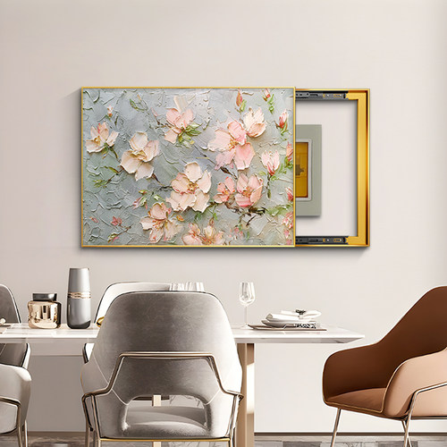 花卉电表箱装饰画奶油风遮丑挂画