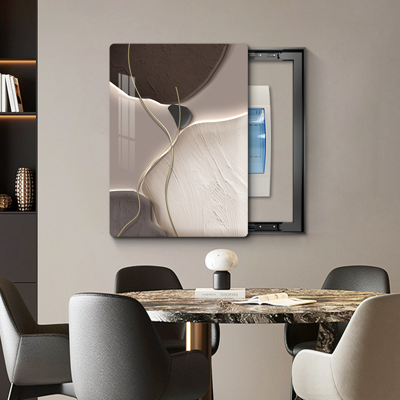 竖款电表箱装饰画轻奢高级