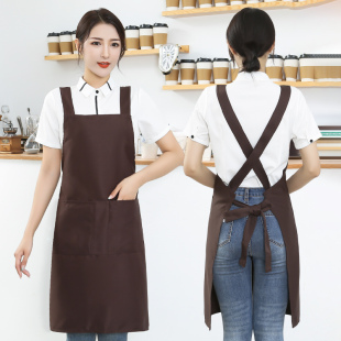 呢围裙女美甲店奶茶店超市餐饮专用定制logo印字工作服男 简约工装