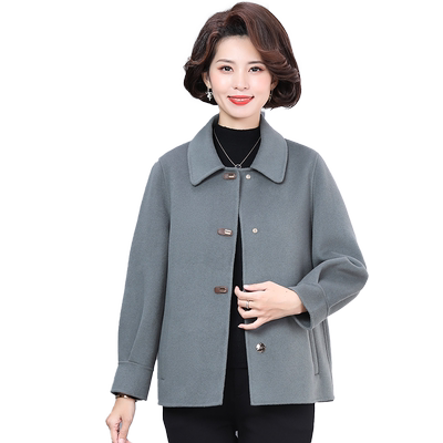 妈妈秋冬新款气质双面毛呢短外套