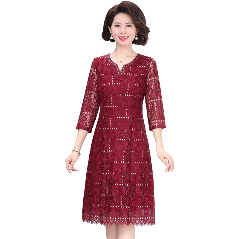 妈妈春夏婚宴礼服高贵旗袍连衣裙