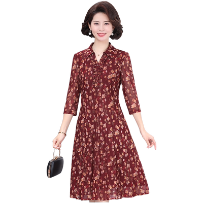 2024新款妈妈七分袖春夏季连衣裙