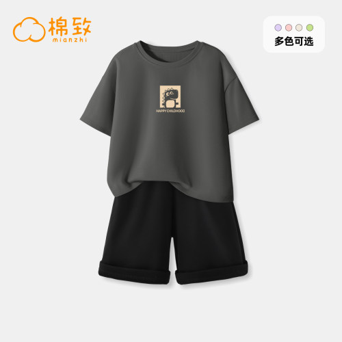 棉致纯棉套装男童裤子五分裤