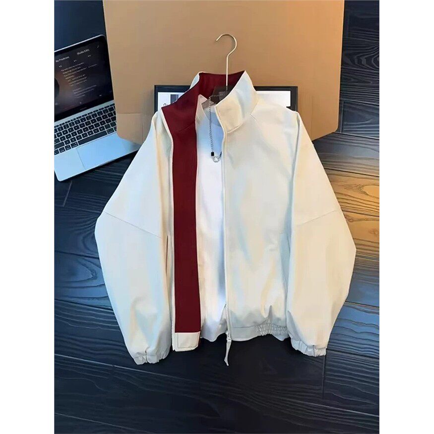 美式cleanfit立领飞行夹克外套男春季拼接撞色棒球服正肩短款工装
