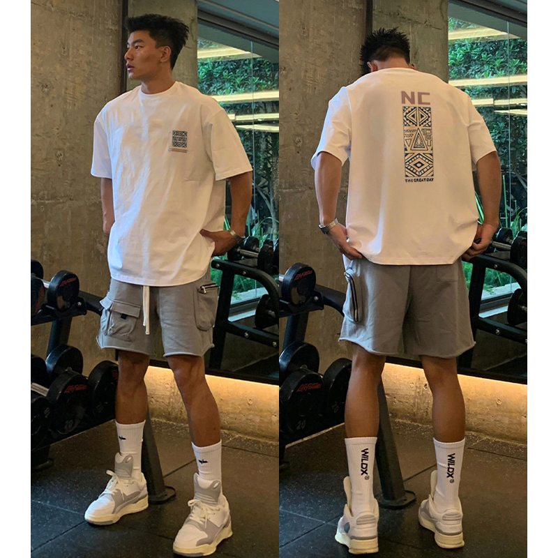 260g重磅纯棉短袖t恤男士高级感潮牌夏季美式高街白色圆领上衣服
