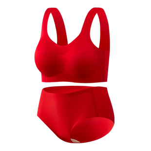 2024龙年红色本命年内衣内裤套装女小胸聚拢新娘结婚背心式文胸罩