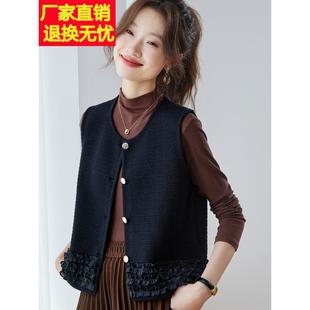 小香风马甲女款2025新款小个子短款毛衣背心初秋针织马夹时尚外穿