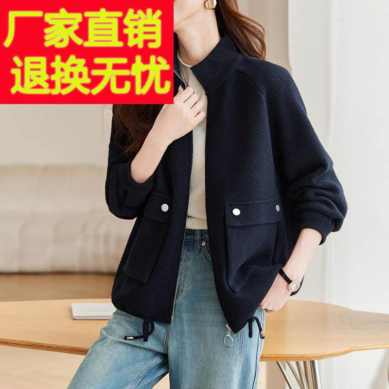 秋冬2025新款小个子毛呢外套女加厚春秋高级感短款立领棒球服夹克