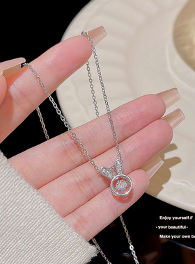 灵动小兔子项链网红简约百搭颈链气质高级感韩版钛钢锁骨链冷淡风