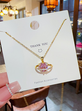 新款粉色爱心项链简约时尚高级感气质轻奢小众锁骨链甜美桃心吊坠