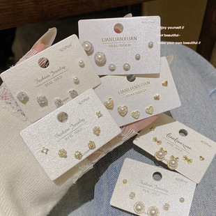 18K真金电镀精致一卡三对耳钉925银针超闪锆石耳环轻奢高级感耳饰