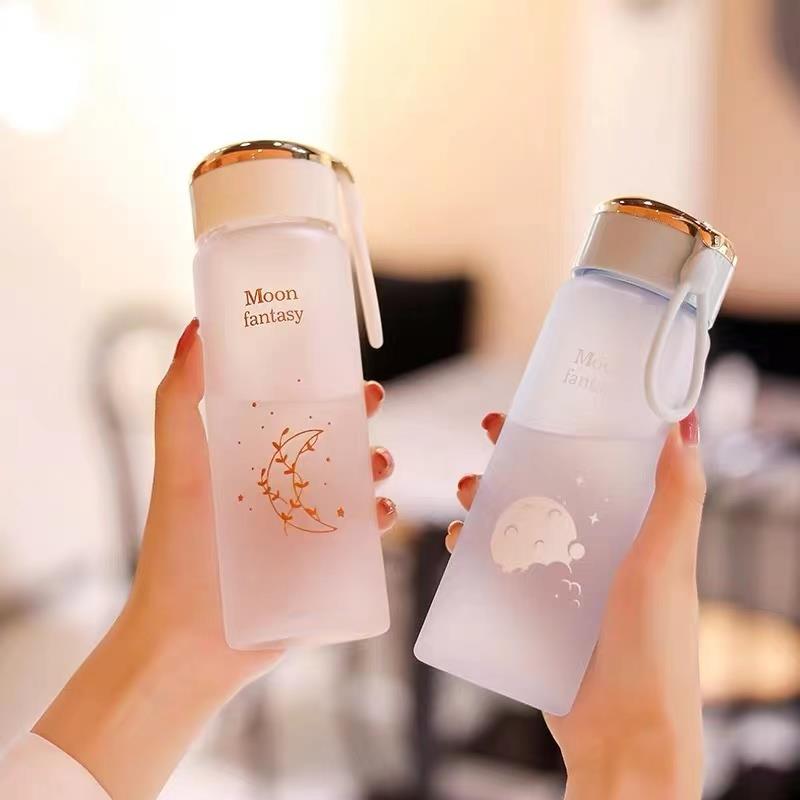 磨砂塑料水杯小容量水杯女ins风塑料无吸管女士带盖防漏随手杯子