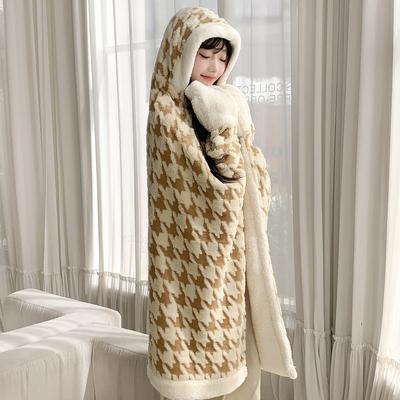 方沁千潮秋冬双层加厚披肩毛毯厚