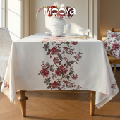 目野「巴黎香颂」法式 红色桌布轻奢复古餐桌布防污长方形盖布高级