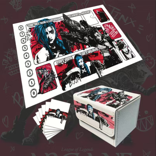符文战场金克丝卡垫卡套卡盒LOL单人牌垫playmat jinx deck box