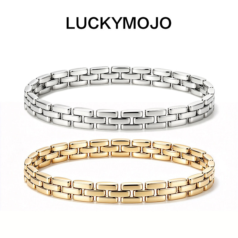 LUCKYMOJO925银手链 欧美个性气质饰品链条小众银手链素款男生