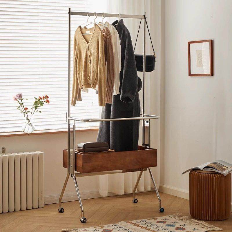墨舒丨衣帽架落地客厅挂衣架不锈钢可移动丨卧室隔夜衣服置物架子