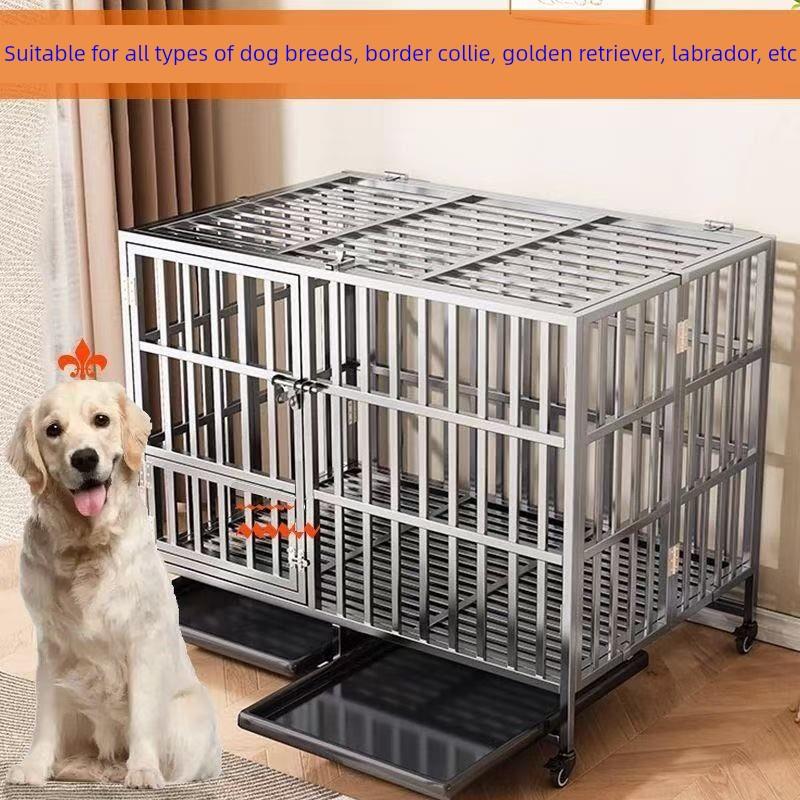 不锈钢中大型狗笼，带厕所，小型加厚排水冲洗，自动超大智能外边