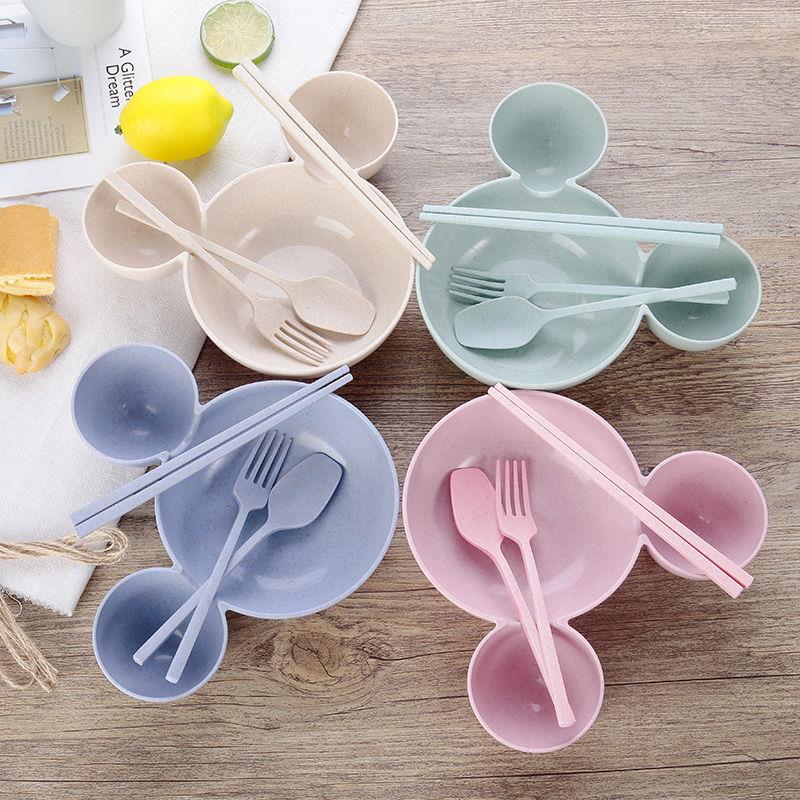Wheat straw cute Mickey children's throw proof tableware bowl