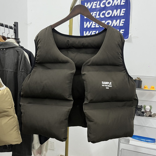 kanye侃爷同款 season马甲秋冬加厚无领无扣外套高街宽松FOG棉服男