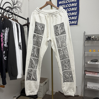 Saint Michael联名木棉花涂鸦印花美式高街男女休闲束脚长裤卫裤