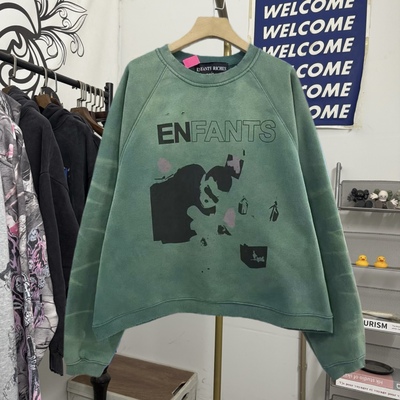 ENFANTS RICHES DEPRIMES忧郁的富二代美式复古高街圆领加绒卫衣