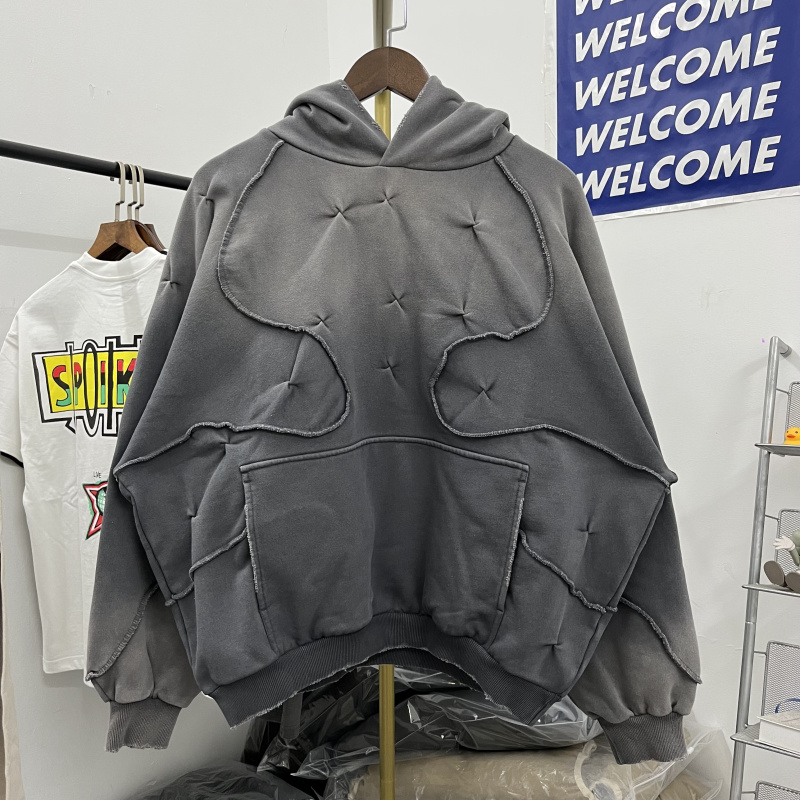 美式潮牌fgss重磅车工星星拼接形状高街嘻哈卫衣廓形复古帽衫外套