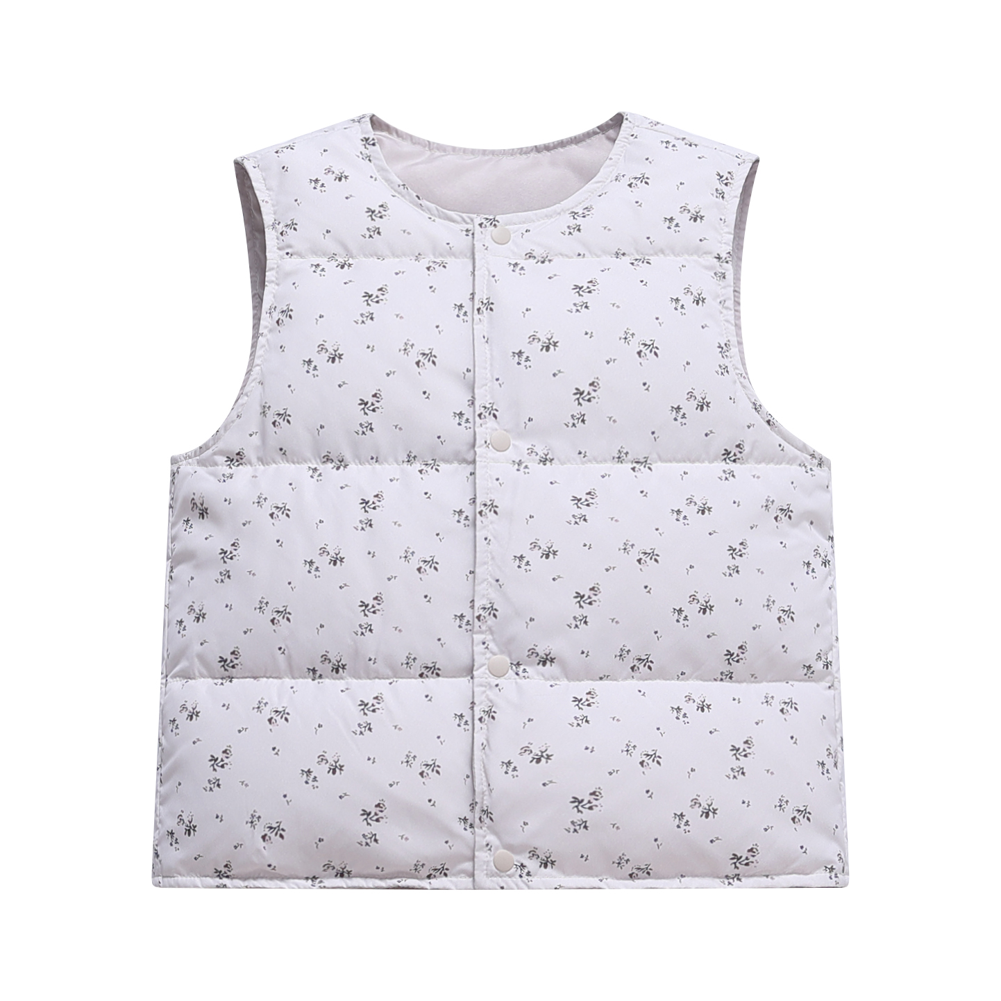 儿童羽绒马甲90白鸭绒女童小碎花保暖背心宝宝坎肩2025新款