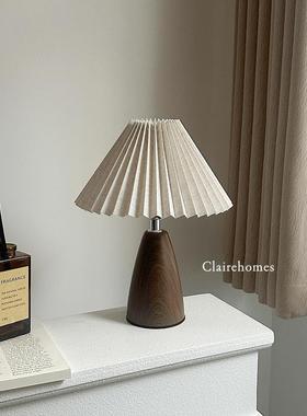 中古风百褶台灯高颜值百褶复古网红卧室简约高级感北欧床头小夜灯