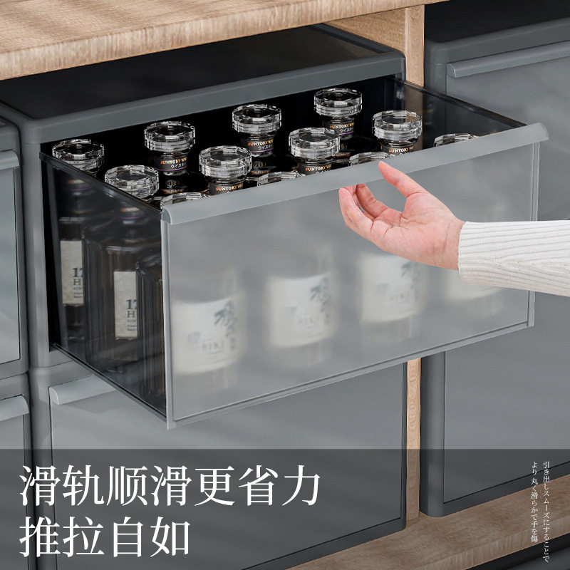磨砂抽屉式收纳箱桌面整理神器